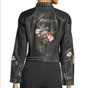 Cinq a Sept Kinu Embroidered Studded Moto Leather